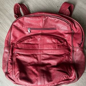 Handmade Red Leather Backpack, quality leather and craftsmanship.